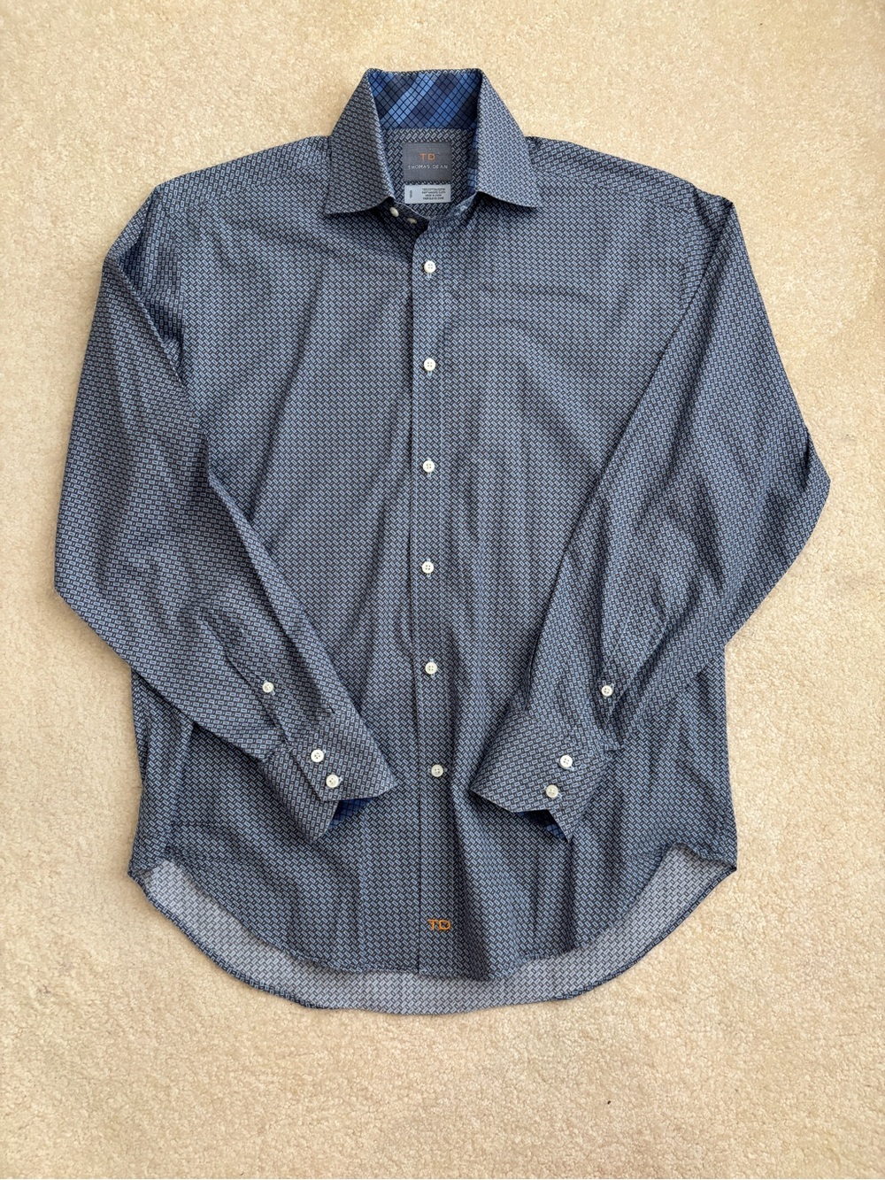 Thomas Dean Geometric Print Men's Dress Shirt